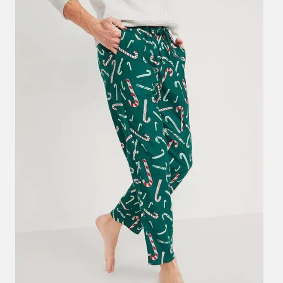 NWT Old Navy Green Candy Cane Flannel Pajama Pants Sleep Lounge Men Large - Picture 1 of 2